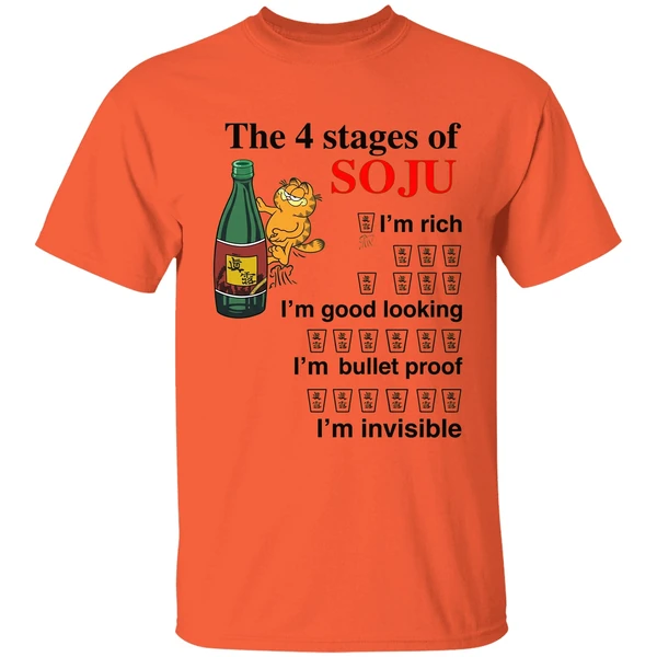 garfield the 4 stages of soju shirt orange