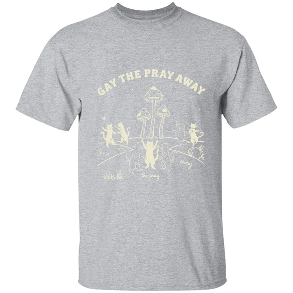 Gay The Pray Away Lgbtq Cat Meme Shirt - Image 9