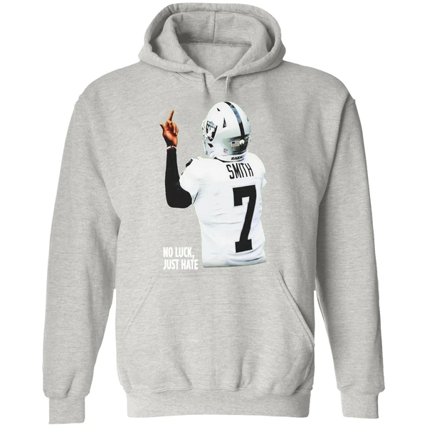 Geno Smith Las Vegas Raiders No Luck Just Hate Middle Finger Hoodie - Image 9