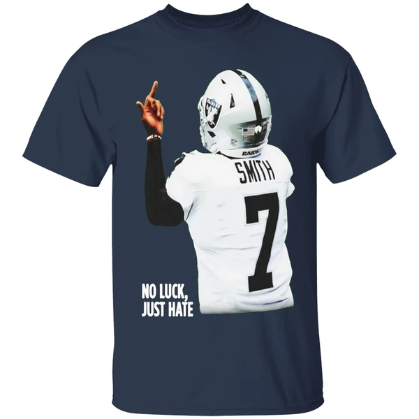 geno-smith-las-vegas-raiders-no-luck-just-hate-middle-finger-shirt-navy