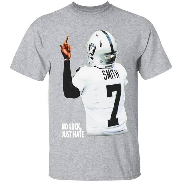 Geno Smith Las Vegas Raiders No Luck Just Hate Middle Finger Shirt - Image 9