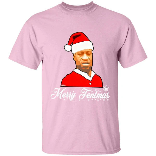 george floyd santa merry fentmas christmas shirt lightpink