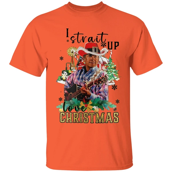 george strait i strait up love christmas shirt orange