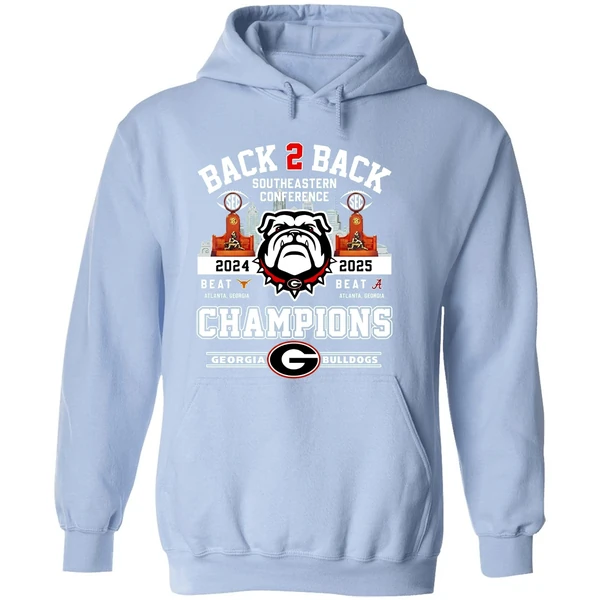 Georgia Bulldogs Back 2 Back 2025 Sec Football Champions City Skyline Hoodie - Image 4