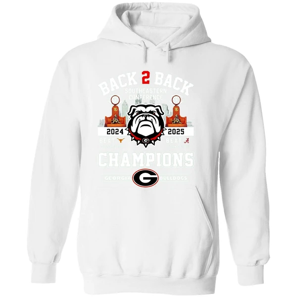 Georgia Bulldogs Back 2 Back 2025 Sec Football Champions City Skyline Hoodie - Image 8