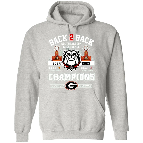 Georgia Bulldogs Back 2 Back 2025 Sec Football Champions City Skyline Hoodie - Image 9