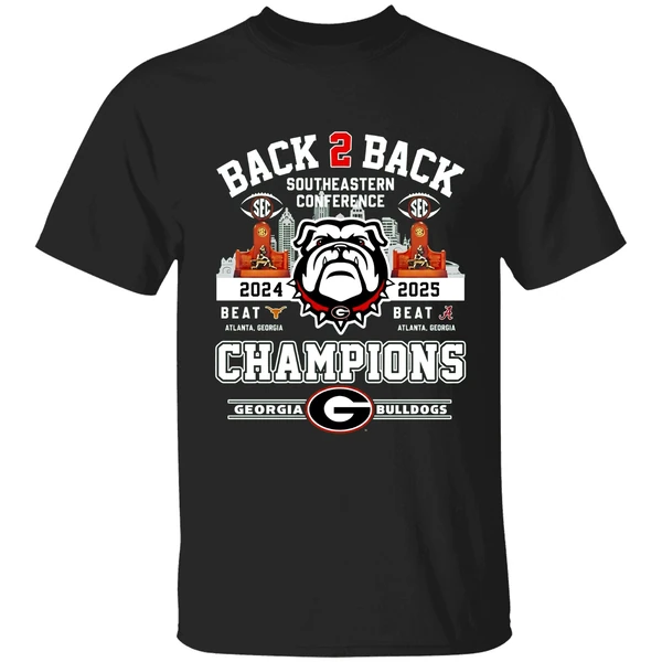 Georgia Bulldogs Back 2 Back 2025 Sec Football Champions City Skyline Shirt