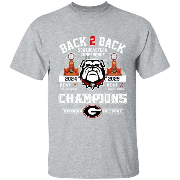 Georgia Bulldogs Back 2 Back 2025 Sec Football Champions City Skyline Shirt - Image 9