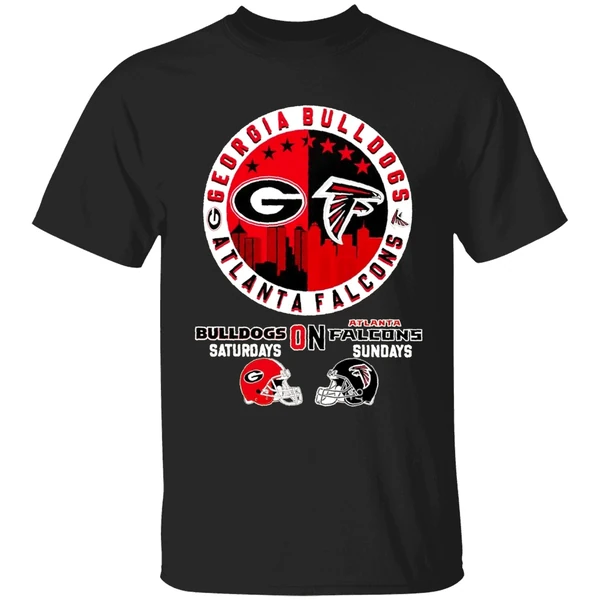 Georgia Bulldogs On Saturday Atlanta Falcons On Sunday Shirt - Image 7