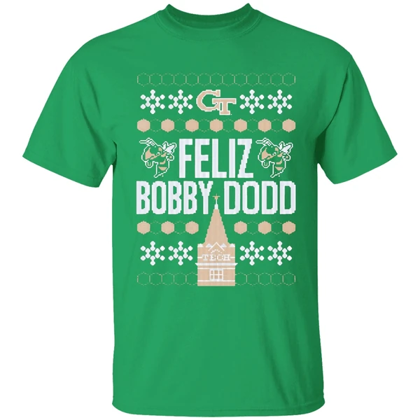 Georgia Tech Feliz Bobby Dodd Ugly Christmas Shirt - Image 2