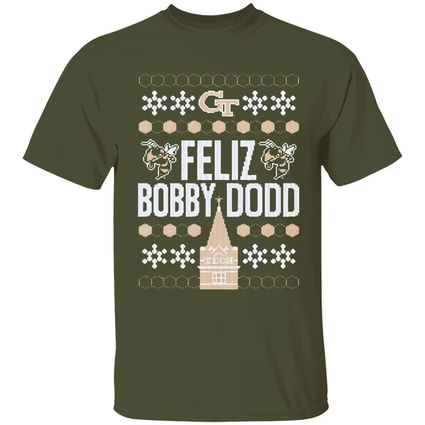 georgia-tech-feliz-bobby-dodd-ugly-christmas-shirt-militarygreen
