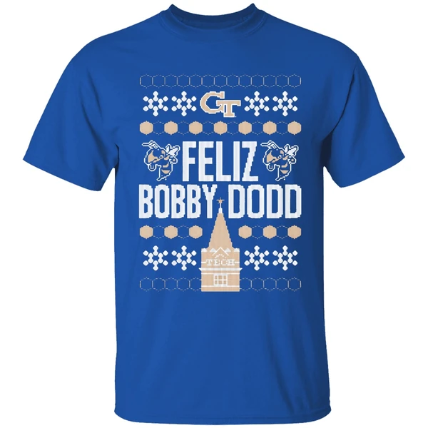 Georgia Tech Feliz Bobby Dodd Ugly Christmas Shirt - Image 8