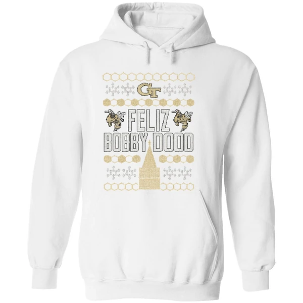Georgia Tech Yellow Jackets Feliz Bobby Dodd Christmas Hoodie - Image 8
