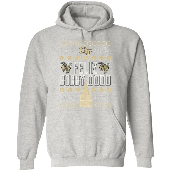 Georgia Tech Yellow Jackets Feliz Bobby Dodd Christmas Hoodie - Image 9