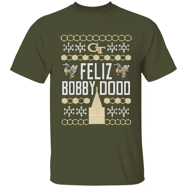 georgia-tech-yellow-jackets-feliz-bobby-dodd-christmas-shirt-militarygreen