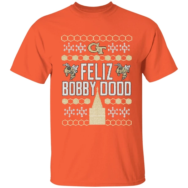 Georgia Tech Yellow Jackets Feliz Bobby Dodd Christmas Shirt - Image 6