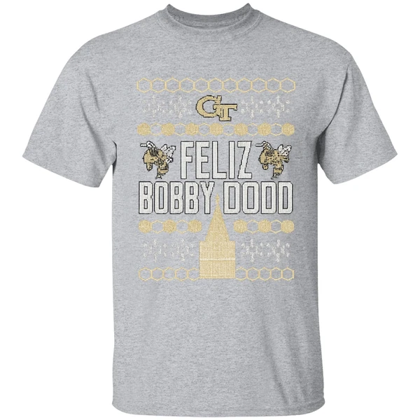 Georgia Tech Yellow Jackets Feliz Bobby Dodd Christmas Shirt - Image 9