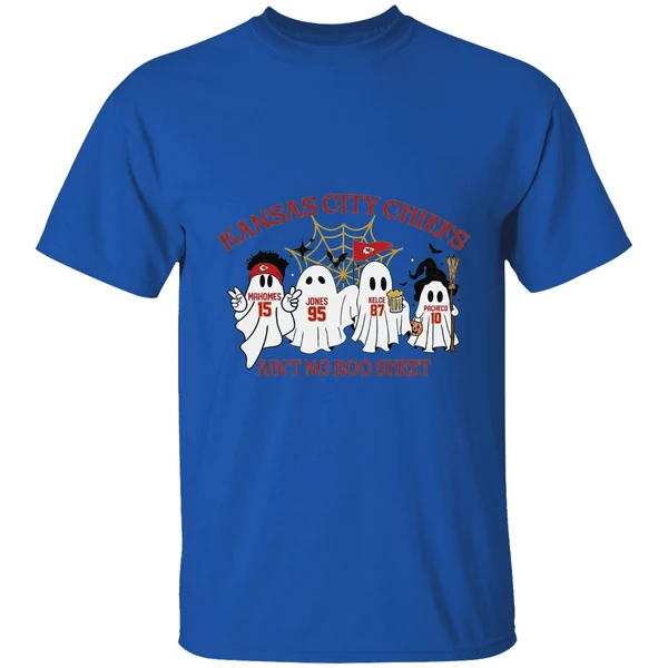 Ghost Kansas City Chiefs Mahomes Jones Kelce Pacheco Aint No Boo Sheet Halloween Shirt - Image 7