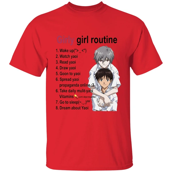 girly girl routine yaoi shirt red