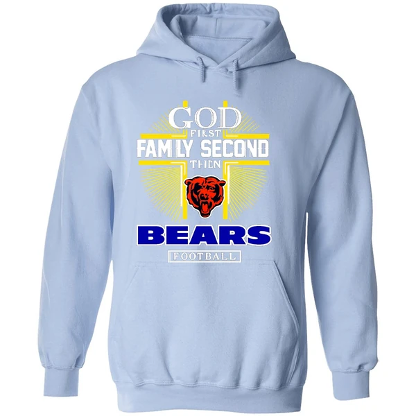 God First Family Second Then Chicago Bears Football 2025 Hoodie - Image 4