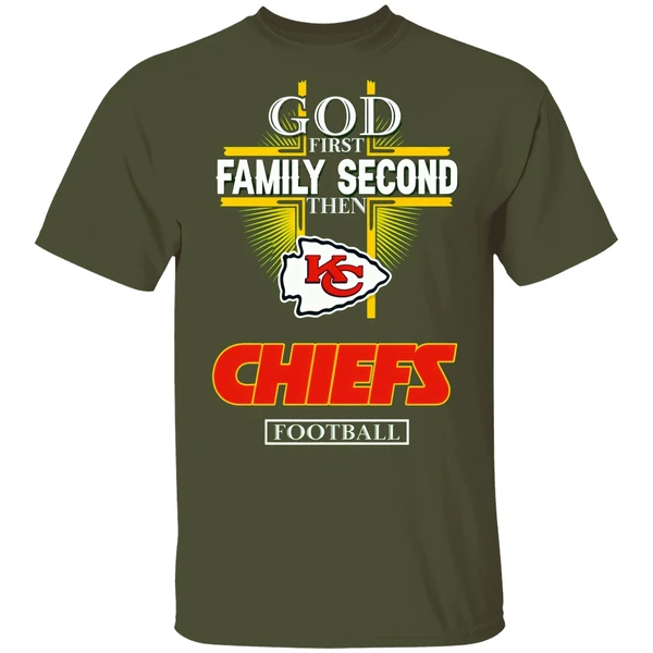 God First Family Second Then Kansas City Chiefs Football 2024 Shirt - Image 3