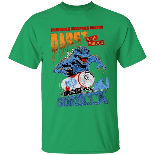 Godzilla Runaway Pabst Blue Ribbon Train Shirt - Image 2