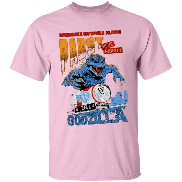 Godzilla Runaway Pabst Blue Ribbon Train Shirt - Image 3