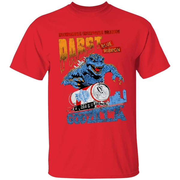 Godzilla Runaway Pabst Blue Ribbon Train Shirt - Image 7