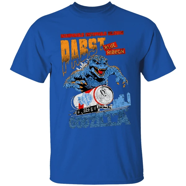 Godzilla Runaway Pabst Blue Ribbon Train Shirt - Image 8