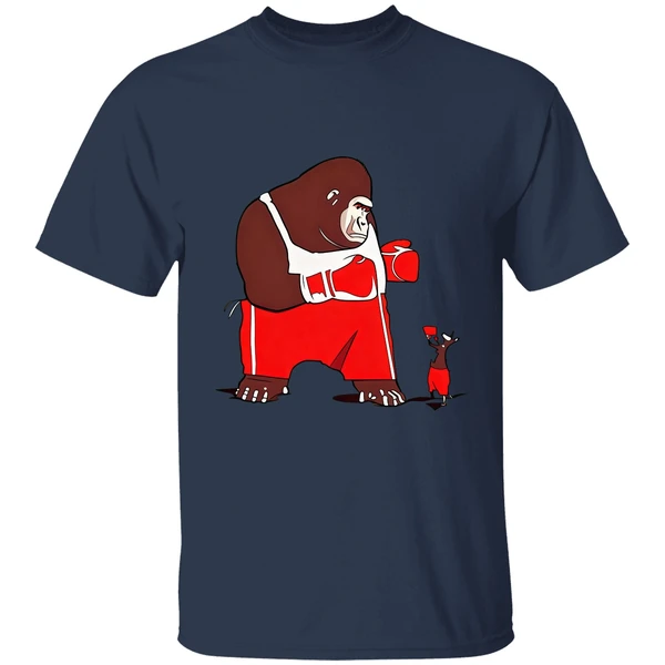 gorilla boxing kangaroo cartoon shirt navy