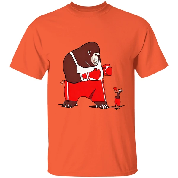 gorilla boxing kangaroo cartoon shirt orange