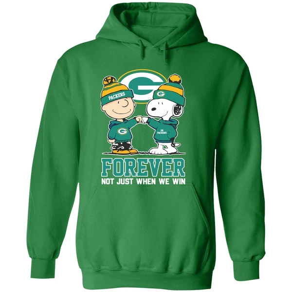Green Bay Packers Charlie Brown Vs Snoopy Forever Not Just When We Win Hoodie - Image 2