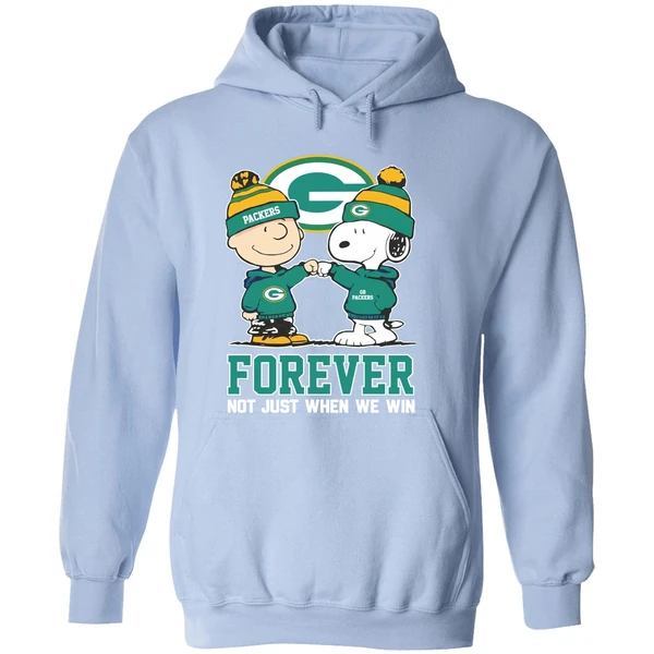 Green Bay Packers Charlie Brown Vs Snoopy Forever Not Just When We Win Hoodie - Image 4