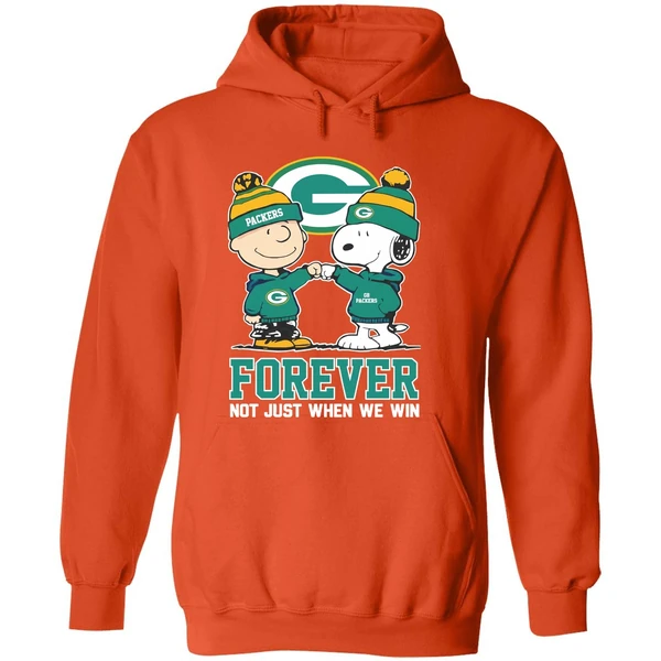 Green Bay Packers Charlie Brown Vs Snoopy Forever Not Just When We Win Hoodie - Image 6