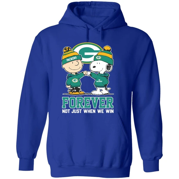 Green Bay Packers Charlie Brown Vs Snoopy Forever Not Just When We Win Hoodie - Image 7