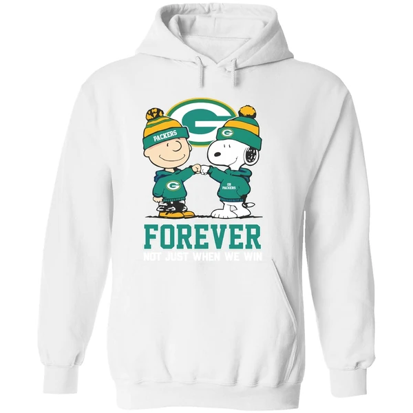 Green Bay Packers Charlie Brown Vs Snoopy Forever Not Just When We Win Hoodie - Image 8