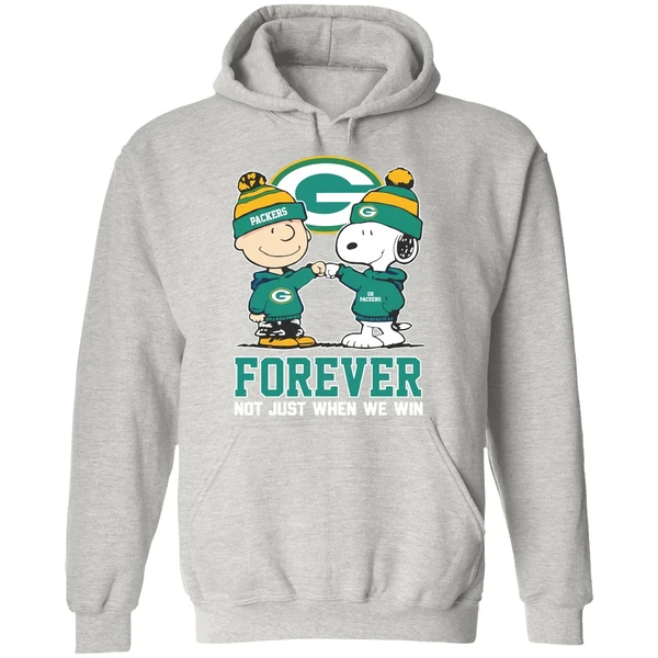 Green Bay Packers Charlie Brown Vs Snoopy Forever Not Just When We Win Hoodie - Image 9
