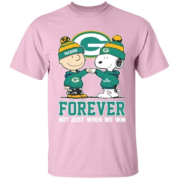 Green Bay Packers Charlie Brown Vs Snoopy Forever Not Just When We Win Shirt - Image 3