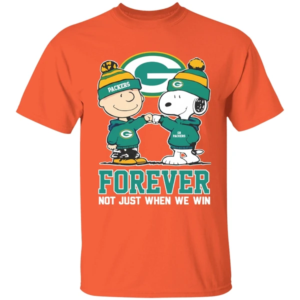 green bay packers charlie brown vs snoopy forever not just when we win shirt orange