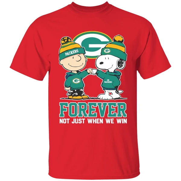 Green Bay Packers Charlie Brown Vs Snoopy Forever Not Just When We Win Shirt - Image 7