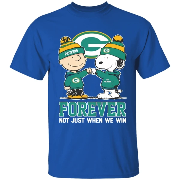 Green Bay Packers Charlie Brown Vs Snoopy Forever Not Just When We Win Shirt - Image 8