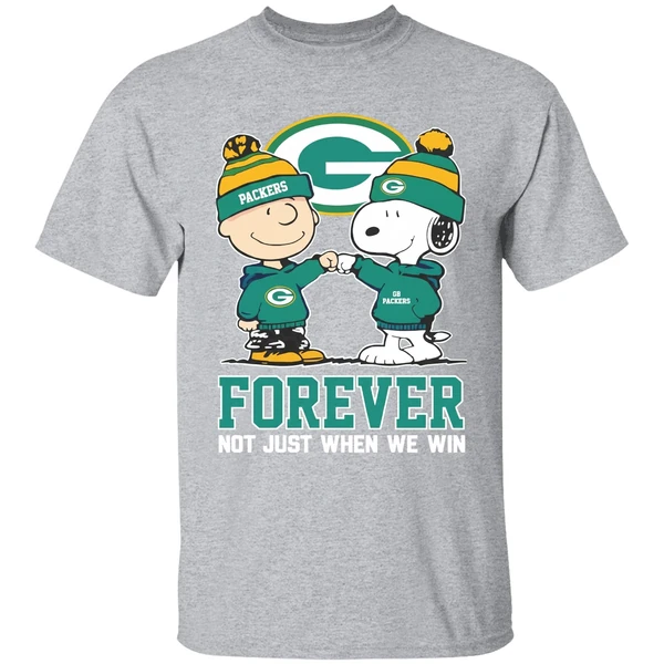 Green Bay Packers Charlie Brown Vs Snoopy Forever Not Just When We Win Shirt - Image 9