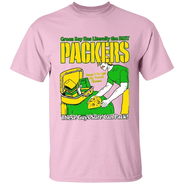 green bay packers has literally the best these guys sure can pack shirt lightpink