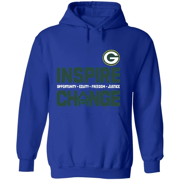 Green Bay Packers Inspire Change Opportunity Equity Freedom Justice 2025 Hoodie - Image 7