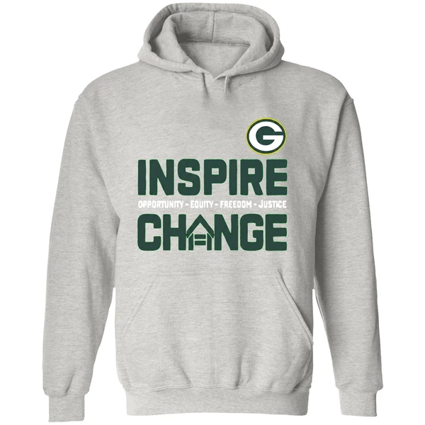 Green Bay Packers Inspire Change Opportunity Equity Freedom Justice 2025 Hoodie - Image 9