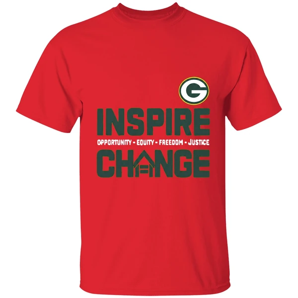 Green Bay Packers Inspire Change Opportunity Equity Freedom Justice 2025 Shirt - Image 4