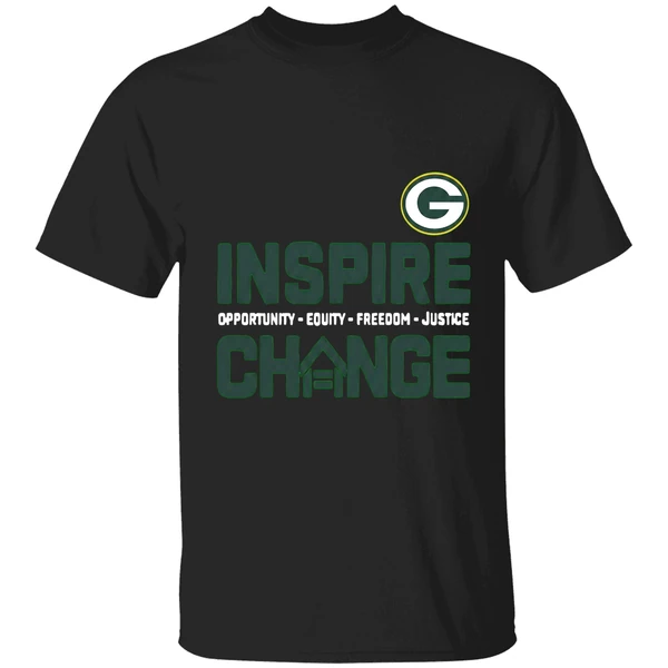 Green Bay Packers Inspire Change Opportunity Equity Freedom Justice 2025 Shirt - Image 7