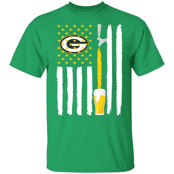 Green Bay Packers Rugby Football Beer American Flag Shirt