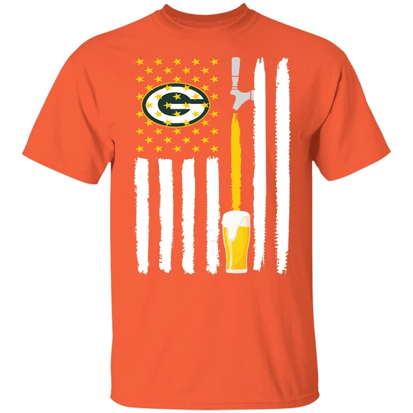 Green Bay Packers Rugby Football Beer American Flag Shirt - Image 5