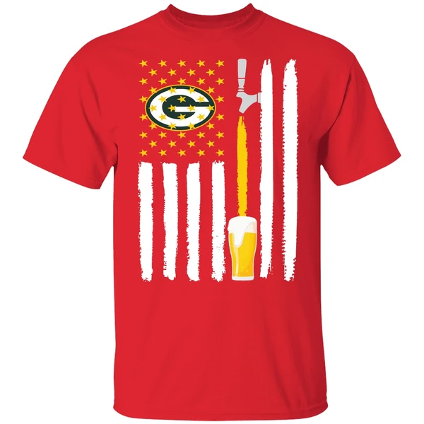 Green Bay Packers Rugby Football Beer American Flag Shirt - Image 6